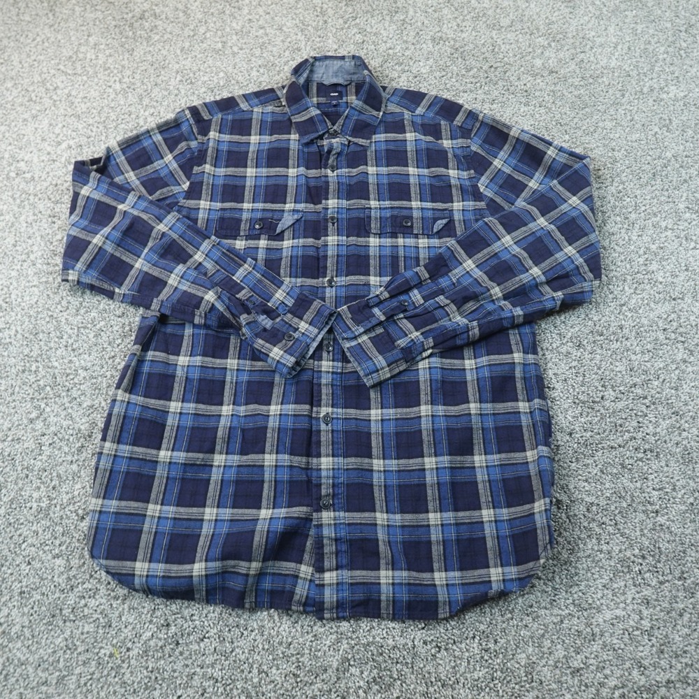 Gap Shirt Mens L Blue Plaid Flannel Button Up Long Sleeve Preppy Casual Work